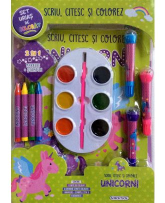 Scriu, citesc si colorez: Unicorni