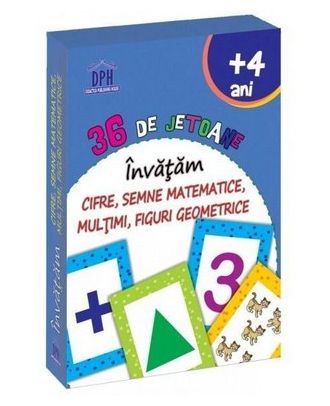 36 de jetoane. Invatam cifre, semne matematice, multimi, figuri geometrice