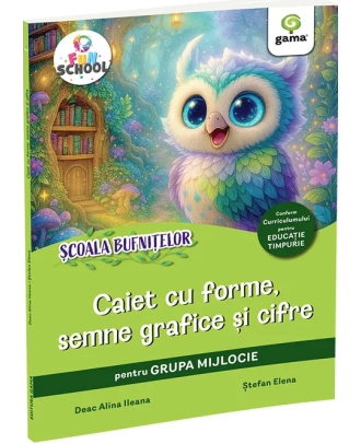 Caiet cu forme, semne grafice si cifre pentru grupa mijlocie
