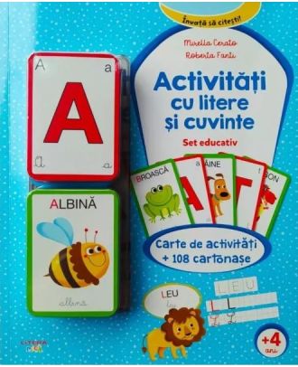 Activitati cu litere si cuvinte. Set educativ. Carte de activitati + 108 cartonase