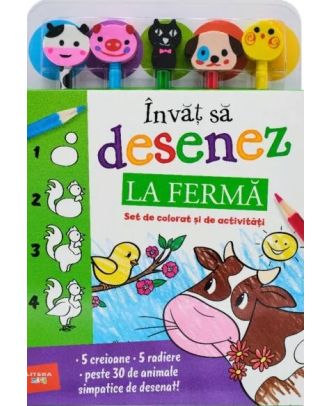 Invat sa desenez. La ferma. Set de colorat și de activitati