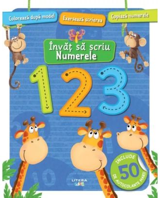 Invat sa scriu. Numerele. Carte cu autocolante