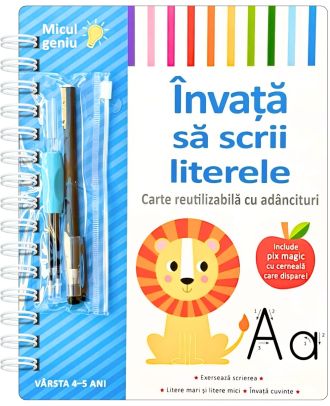 Învață să scrii literele. Carte reutilizabilă cu adâncituri