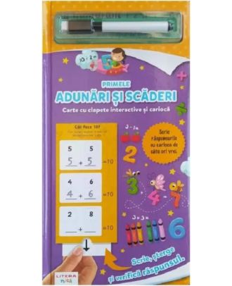 Primele adunări și scăderi. Carte cu clapete interactive și cariocă